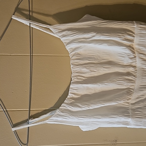 NWOT White Textured,  Ruffle Hem, High Waist Cami Dress. Women's Size Small. - Picture 5 of 7